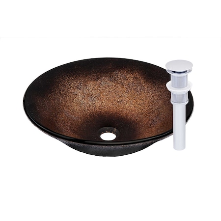 Novatto SANGUINELLO Glass Vessel Bathroom Sink Set, Chrome NOHP-G008CH